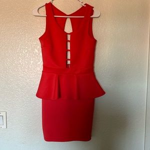 Tangerine mini Peplum dress